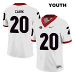 Youth Georgia Bulldogs NCAA #20 Sevaughn Clark Nike Stitched White Legend Authentic College Football Jersey FKT6454SY